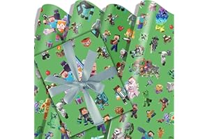 CLOVERCY Gaming Wrapping Papers 5 Sheets 50cm x 70cm Video Game Gift Wrapping Paper For Birthdays Decoration Party Favors Party Supply DIY Crafts Gift