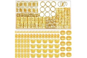 DMNQ 110 Pezzi Accessori Pirata Anelli Per Capelli Donna Anellini Per Gioielli Regolabili Per Trecce Decorative Colore Oro Organizzatore