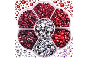 BLINGINBOX 3000pcs Hotfix Rhinestones, Red Hotfix Crystal Rhinestones Mixed Sizes SS6-SS30 Gems for Clothes and Craft DIY Decorations(Lt.Siam)