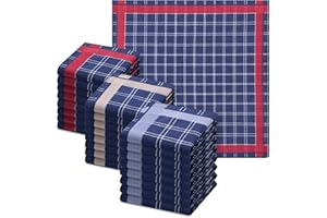 JEMIDI 12x Mouchoirs tissus homme - Lot de 12 mouchoirs 40 x 40 cm réutilisables en coton - Lavables en machine et compatibles avec sèche linge