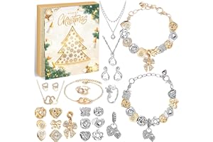 IMNBEST Adventskalender Mädchen Schmuck 2025, Weihnachtskalender Schmuck Geschenk für Kinder Teenager Frauen, 24 Füllung Adventskalender Schmuck Basteln Mädchen Armband Kit Weihnachten Geschenke (golden)