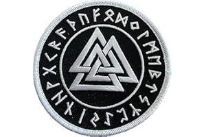 ‎HEIDENKLAMOTTEN Valknut im Runenkreis Aufnäher, gestickter Walknut Heidentum Patch zum aufnähen oder aufbügeln | bestickt Wikinger, Wotansknoten, Vikings Fan Geschenk