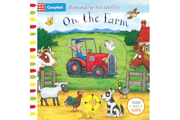 On the Farm: A push pull slide board book for toddlers, from...