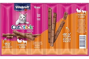 Vitakraft Cat-Stick mini - Friandise pour Chat à la Dinde et à l'Agneau - 1 x 6 sticks