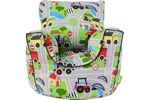 BEANLAZY Cotton Transport Road Map Bean Bag Arm Chair with Beans Toddler Size By Bean Lazy