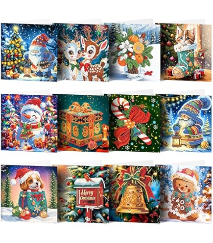 Christmas Card 5D Diamond Painting Kits Christmas Tree Santa Claus Special Shaped Diamond New Year Greeting Card Christmas And Christmas DIY Gift For