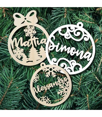 Palla di natale in legno con nome - Italia