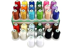 New brothread 32 Bobine Poliestere Filo di Ricamo Macchina 1000M per bobina - Nuovi Colori Simile a Janome e RA Colori - Assortimento 1