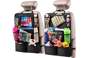 Helteko H Backseat Car Organizer, Kick Mats Back Seat Protector with Touch Screen Tablet Holder, Car Back Seat Organizer for Kids, Car Travel Accessories, Kick Mat with 9 Storage Pockets 2 Pack