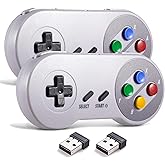 miadore Wireless USB Controller für SNES Emulator, 2 Pack 2.4G USB Gamepad Joystick SNES Game Controller für Windows PC Mac u