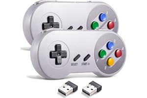miadore Lot de 2 manettes USB sans fil pour émulateur SNES, 2,4 G, manette de jeu SNES pour Windows, PC, Mac et Retropie