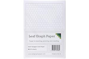 LEAF GRAPH PAPER A5 Hexagon Graph Paper 10mm 1cm - 30 Loose-Leaf Sheets - Grey Grid Lines