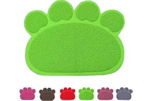 Cloud Heart - Tappetino per alimenti per animali domestici, misura media, per cani e gatti, impermeabile, antiscivolo, tappetino per lettiera per gatti, a forma di zampa, 60 x 45 cm, Verde