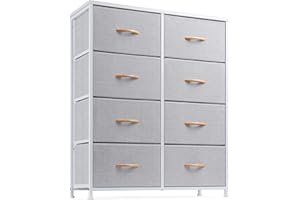Nicehill Dresser for Bedroom with 8 Drawers, Tall Dresser Fabric Dresser for Kids Room, Closet, Nursery, Baby, Chest of Drawers Bedroom Dresser, Closet Organizer with Storage Drawers, Light Grey