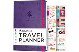 Clever Fox Travel Journal – Vacation Planner with Budget Plan, Packing List, Expense Tracker & Trip Journal – Travelling Itinerary Organizer for Women, Men & Couples – A5 Size, Purple