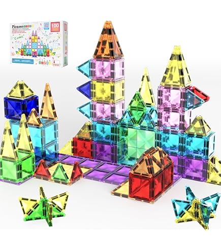 PicassoTiles, Set da 108 pezzi magnetici Marble Run, con piastrelle da costruzione, pista da corsa, set di scivoli per auto, giocattolo di apprendimento STEM 3 in 1, kit di costruzione prescolare per