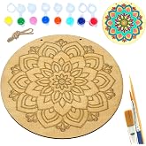 art inside Enjoyable Mandala Wood Painting Canvas Set Gift Hobby Kit 20 Cm