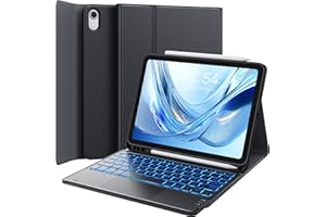 Earto Clavier iPad 10eme Generation/11 Generation A16(2025), Coque Clavier iPad 10eme Generation avec Touchpad, Eclairage 7 Couleurs, Rechargeable AZERTY, Noir