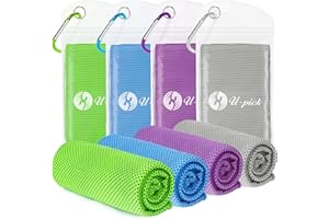 U-pick Lot de 4 serviettes rafraîchissantes (101.6x30.5 cm) pour le cou et le visage, chiffons doux et respirants, le camping, les voyages et plus d'activités