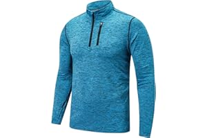 frueo 1/2 Zip Camiseta Running Manga Larga Hombre Camisetas Deportivas de Invierno Secado rápido Camiseta Deportivas Gimnasio con Cremallera Bolsillo