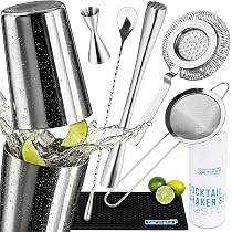 RTS 10 Stück Vergoldung Cocktail Shaker Set mit Jigger Bar Löffel Sieb Barkeeper Kit Bar Set