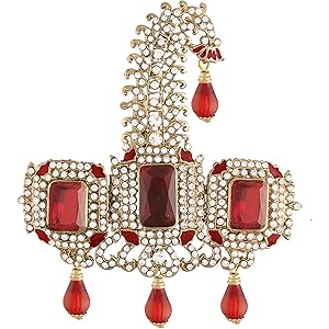 I Jewels Gold Plated Traditional Stone Pearl Drop Safa Kalangi Brooch for Groom/Men/Dulha Pagadi (SM56)