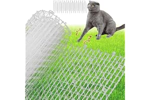 XFLYP Anti-Chat avec Pointes, 400 x 30cm Empêcher Les Animaux de S'approcher avec 16 Piquets en Métal, Tapis Répulsif avec Epine Grille Pic Tapis pour Jardin, Clôtures,Canapé-Protège Plantes(Blanc)