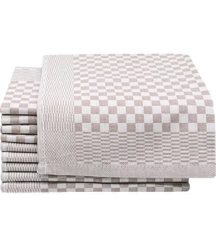 Asciugamani Da Cucina In Cotone Morbido E Assorbente - Set 8 Pezzi 30x30cm - Beige - 4
