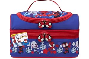 Get Trend Marvel Spidey Bolsa Termica Porta Alimentos Infantil Bolso con Compartimento Comida Aperitivo para Escuela y Picnic (Azul/Rojo Spidey)