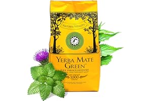 Mate Green Mate Tee | Detox | Brasilianisches mit Brennnesselblättern und Zitronenmelisse gereift luftgetrocknet rauchfrei Mate Tee | Kaffee Alternative | Glutenfrei, Vegan I 1000 g I 1 Kg, Grüner Tee
