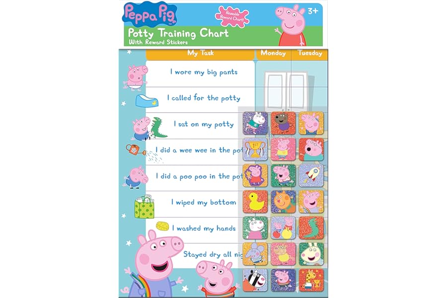 Paper Projects 01.70.30.022 Peppa Pig Potty and Toilet Training Reward Chart and 56 Sparkly Stickers, Pink