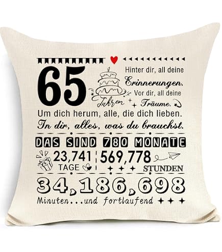 Geburtstagskissenbezug Mit Zahl 10-100 – Personalisiertes Geschenk Für Frauen, Männer, Teens, Aus Leinen, 45x45 Cm