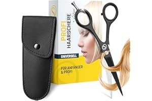 SCHMIEDWERK Haarschere | Friseurschere - scharfer & präziser Schnitt | Perfekter Haarschnitt für Damen & Herren | Profi Haarschneideschere mit Etui (Haarschere, Schwarz)