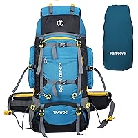 TRAWOC 80L Travel Backpack for Outdoor Sport Camp Hiking Trekking Bag Camping Rucksack HK007 (SkyBlue) 1 Year Warranty