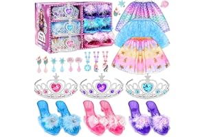 INSPIMYST Princess Dress Up Shoes, Princess Costume for Girls Toys Pretend Jewelry Accessories for 3 4 5 6 Aged Girls Birthday
