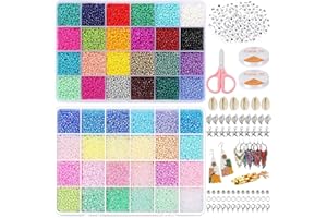 WINAROI Mini Glasperlen Set 3mm mit 24-Gitter Aufbewahrungsbox, für DIY Armb nder Kinder Erwachsene Schmuck Machen Bastelprojekte Mini Farben Perlen