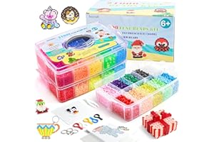 Inscraft Bügelperlen, 21000 teiliges Bügelperlen Set für Kinder, 21 Farben 5 MM, mit 8 Bügelpapier, 48 Muster, 4 Steckplatten, Pinzette, bügelperlen weihnachten schwarz