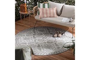 ‎FRAAI | HOME & LIVING FRAAI | Home & Living In- & Outdoor Teppich Rund - Summer Oriental Grau - Wetterfest - Polypropylen - Flachgewebe - Balkon, Garten/Terrasse - Terrasse - Rug