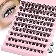 Cluster Lashes D Curl DIY Individual Eyelashes Extenison Natural Look Wispy Russian Cluster Lashes Light 8-16MM Individual Lashes DIY at Home Fluffy Eyelash Clusters by JIMIRE