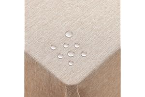 Homaxy Obrus lniany, zmywalny, prostokątny, wodoodporny i odporny na zalanie, obrus do jadalni, do kuchni, wewnątrz i na zewnątrz, lniany, 140 x 100 cm