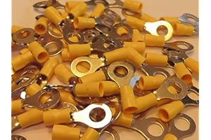 L.K.S CONNECTIONS yellow 8.4mm ring terminal crimp connector (for 8mm bolt/screw) 25 50 100 pack (100)