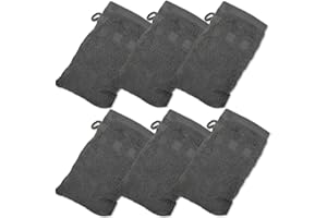 MADE EASY KIT Bath Mitts - Pack of 6 - (15.24 CM x 22.86 CM) European Style Washcloth by MEK (Charcoal, 15 CM x 23 CM)