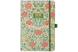 ARTFAN Academic Diary 2025-2026 - A5 Diary Week to View from August 2025 to July 2026, with Pen Holder, Inner Pock, Banded, Premium Hardcover, Green Bird