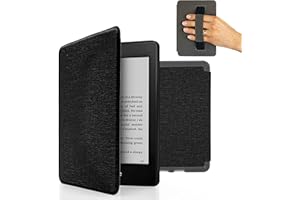 MyGadget Funda para Amazon Kindle Paperwhite 10ª Generación 2018 (PQ94WIF) - Case para E - Reader | Ebook - Carcasa de con Agarre elástico y Tapa Magnética - Negro