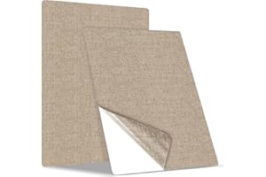 BOCGUY Adhesive Fabric Repair Patches 2 Pcs 20 x 28 cm Linen Fabric Patch for Textiles Self-Adhesive Patch for Sofa Curtain Car Seat Various Fabrics, Beige