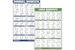 Palace Learning 2 Stück: Hantel-Workout-Poster + Kabelmaschine, Übungsroutine, 2 Stück (laminiert, 45,7 x 61 cm)