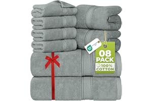 Utopia Towels - Juego de Toallas Premium de 8 Piezas, 2 Toallas de Baño, 2 Mano y 4 Toallitas - Algodón - para Casas, Hoteles y Spas, Altamente Absorbentes (Gris frío)