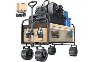 ‎KESSER KESSER® Bollerwagen faltbar max. bis 150kg belastbar mit Breiten Vollgummi Reifen | Handwagen Transportkarre | Gerätewagen inkl. 2 Netztaschen & Seitentasche | Transportwagen Gartenanhänger klappbar