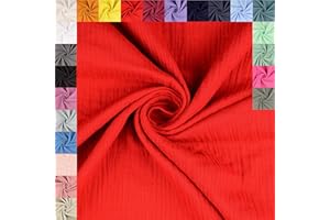 fingsi Musselin Baumwollstoff Webware Meterware Coupon (rot, 1,0m) (5019) + 23 weitere Farben