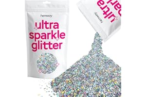 Hemway Ultra Étincelle Glitter Argent holographiques Etoiles 100 g / 0,35 oz multi-usages résine époxy Arts & Crafts cosmétiques Safe corps cheveux visage Nail Art Beauté Weddings Poudre poussière